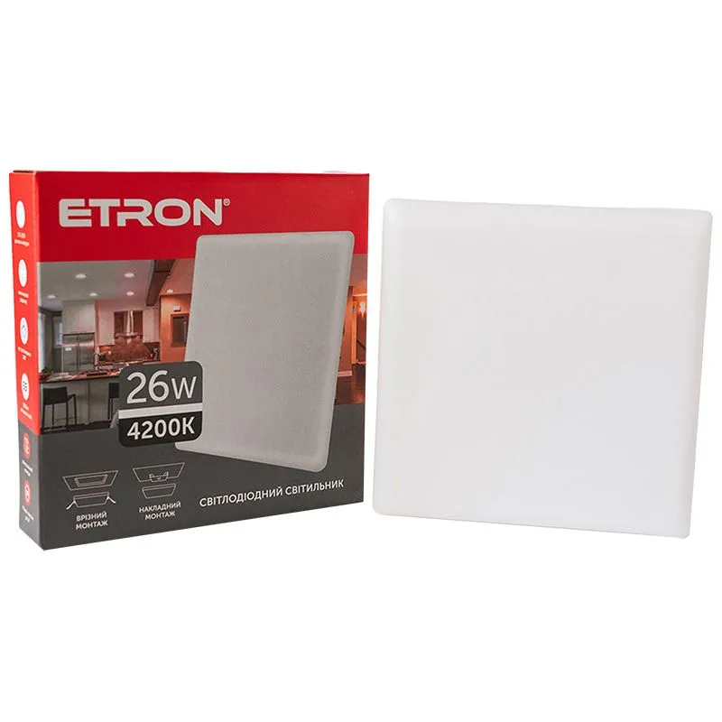 Світильник світлодіодний Etron Multipurpose, 26 Вт, 4200 K, квадратний, 1-EMP-760 купити недорого в Україні, фото 1