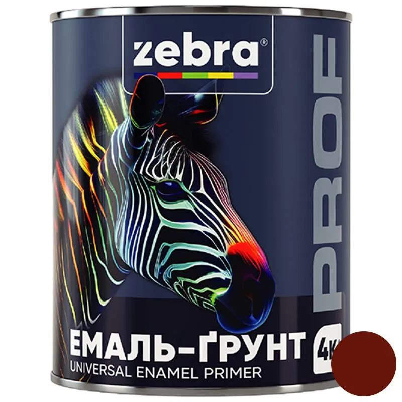 Грунт-эмаль Zebra Prof 076P, 2,5 кг, темно-вишневый купить недорого в Украине, фото 1