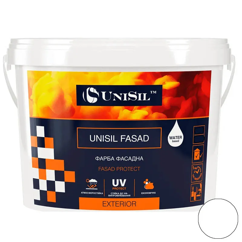 Фарба фасадна UniSil Fasad, білий, 1,4 кг купити недорого в Україні, фото 1
