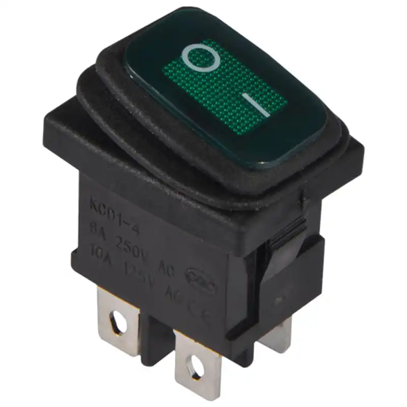 Переключатель одноклавишный с подсветкой Аско-Укрем KCD1-4-201NW GR/B, зеленый, A0140040066 купить недорого в Украине, фото 1