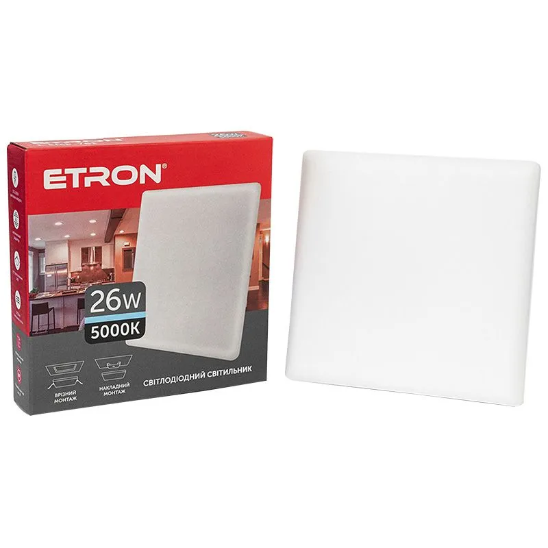 Світильник світлодіодний Etron Multipurpose, 26 Вт, 5000 K, квадратний, 1-EMP-761 купити недорого в Україні, фото 1