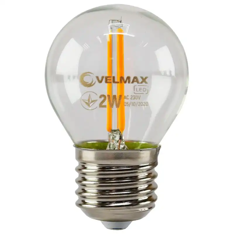 Лампа Velmax Filament G45, 2W, E27, оранжевий, 21-41-35 купить недорого в Украине, фото 1