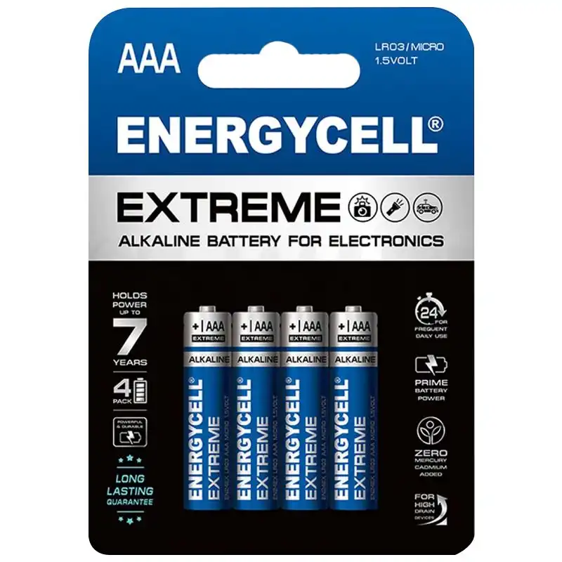Батарейка GP Batteries Energycell, EN24EX-B4 1.5V, LR03 AAA4, 40/320, блістер купити недорого в Україні, фото 1