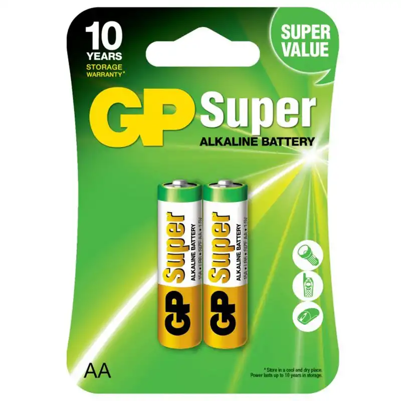 Батарейка GP Batteries Super Alkaline, 1.5V 15A-U2, LR6, AA, блістер купити недорого в Україні, фото 1