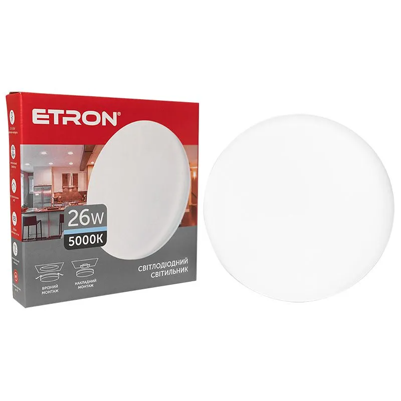 Світильник світлодіодний Etron, 26 W, 5000 K, круглий, білий, 1-EMP-711 купити недорого в Україні, фото 1