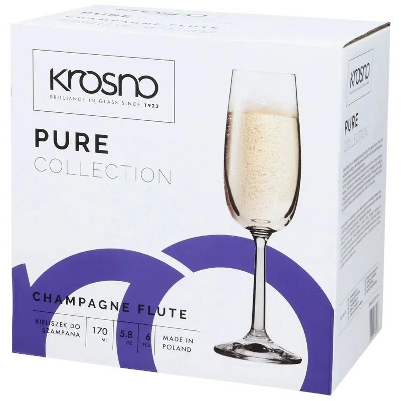 Набор бокалов для шампанского Krosno Pure, 170 мл, 6 шт, 788968 купить недорого в Украине, фото 2
