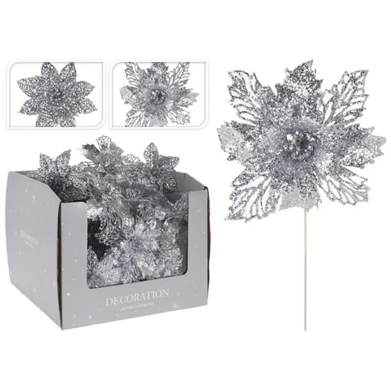 Новогоднее украшение Цветок Koopman, 1 шт, серебро, в ассортименте, ABJ403010 купить недорого в Украине, фото 1
