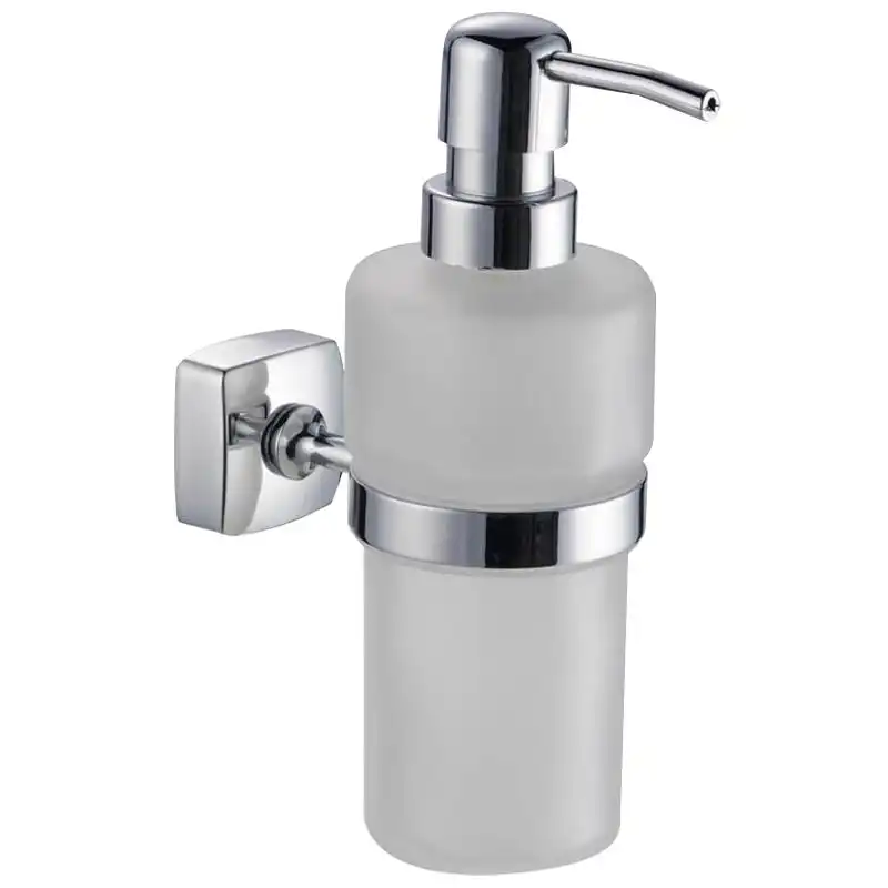 Дозатор для жидкого мыла Trento Moderno, кнопочный, хром/стекло, 0,25 л, прозрачный купить недорого в Украине, фото 1