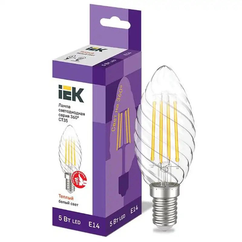 Лампа LED ІЕК CT35, 5W, E14, 3000К, 230V, LLF-CT35-5-230-30-E14-CL купити недорого в Україні, фото 2
