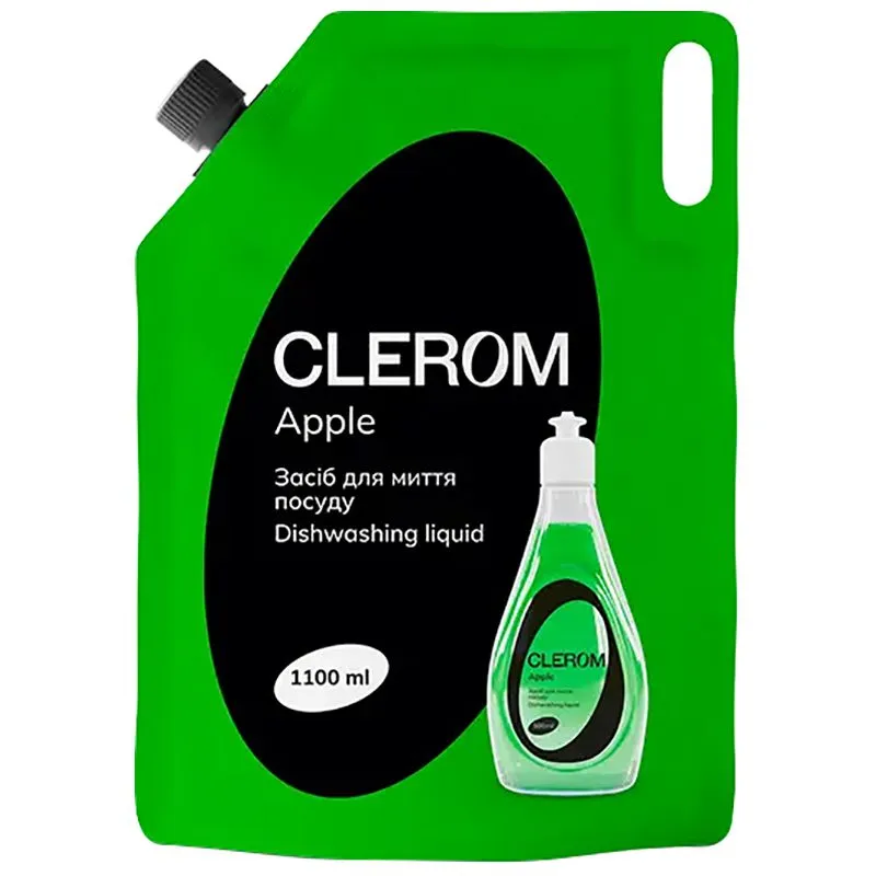 Средство для мытья посуды Clerom Apple, 1,1 л, дой-пак, 20067 купить недорого в Украине, фото 1