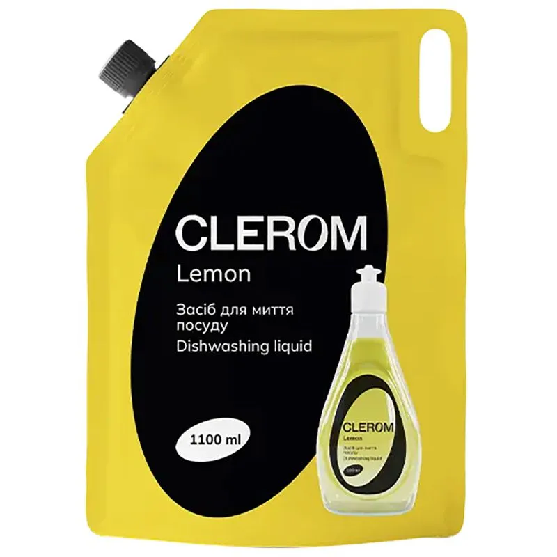 Средство для мытья посуды Clerom Lemon, 1,1 л, дой-пак, 20036 купить недорого в Украине, фото 1