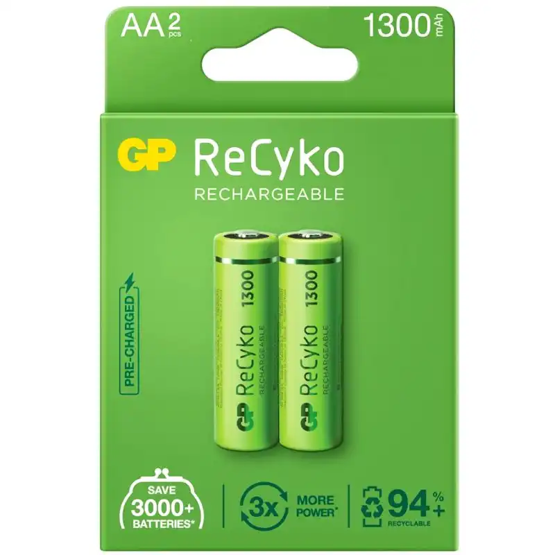 Аккумуляторы GP NiMH Recyko 130AAHCE-2GBE2 1,2V, 2 шт., ЦБ-00004343 купить недорого в Украине, фото 2