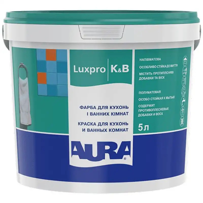 Краска Aura Lux Pro K&B, 5 л, матовая, белый купить недорого в Украине, фото 1