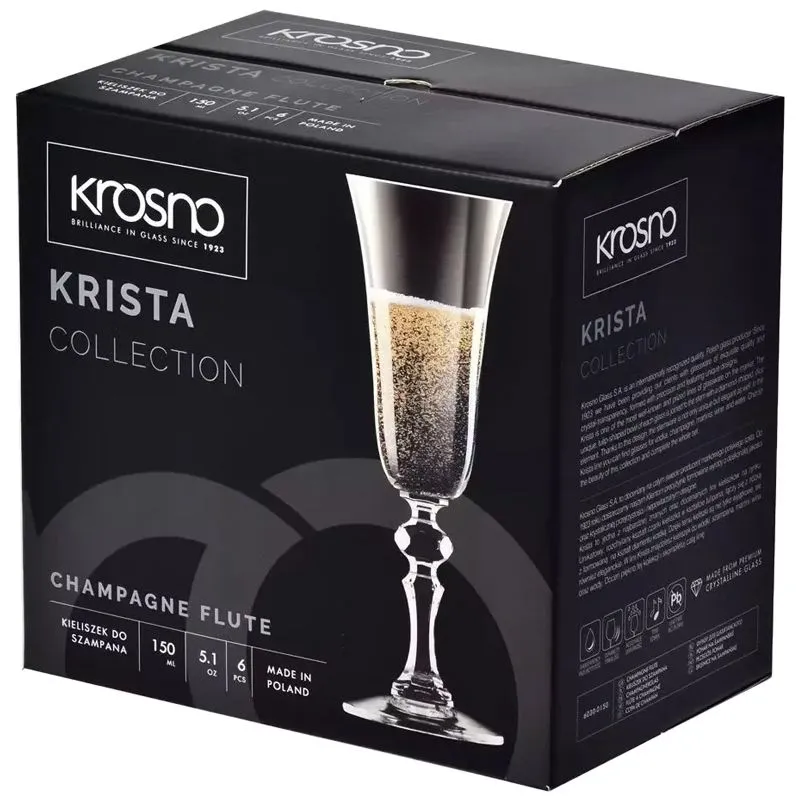 Набір келихів для шампанського Krosno Krista, 150 мл, 6 шт, 788029 купити недорого в Україні, фото 2