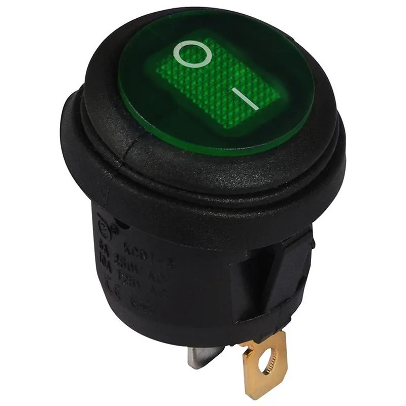 Переключатель круглый Аско-Укрем GR/B KCD1-5-101NW, одноклавишный, зеленый, A0140040075 купить недорого в Украине, фото 1