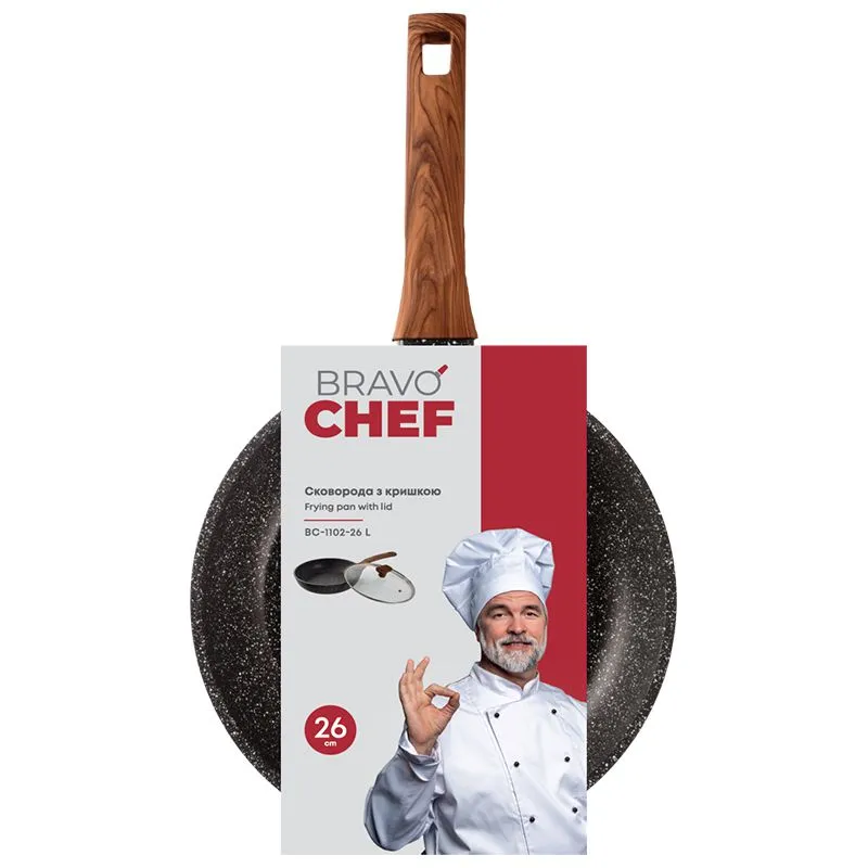 Набір пателень з кришкою Bravo Chef, 26 см + 20 см, 1+1 Акція, фото 2 Набір пателень з кришкою Bravo Chef, 26 см + 20 см, 1+1 Акція купити недорого в Україні, фото 2