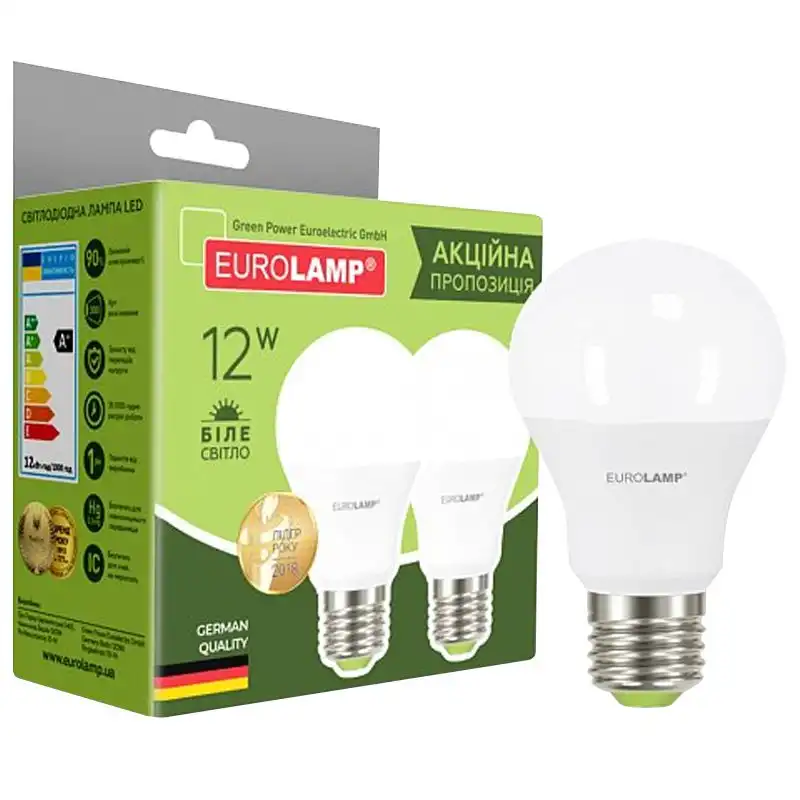 Лампа Eurolamp, 12W, A60, E27, 4000K, MLP-LED-A60-12274(E) купить недорого в Украине, фото 1