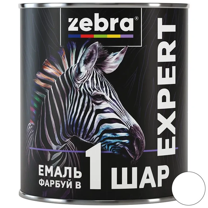 Емаль Zebra серія Expert 1 шар, 0,7 л, 1011 білий, матовий купити недорого в Україні, фото 1