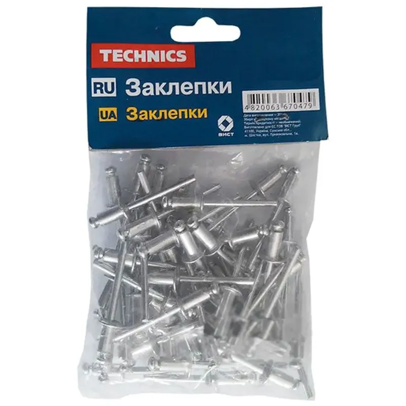 Заклепки Technics, 4х8 мм, 50 шт, 24-605 купити недорого в Україні, фото 2