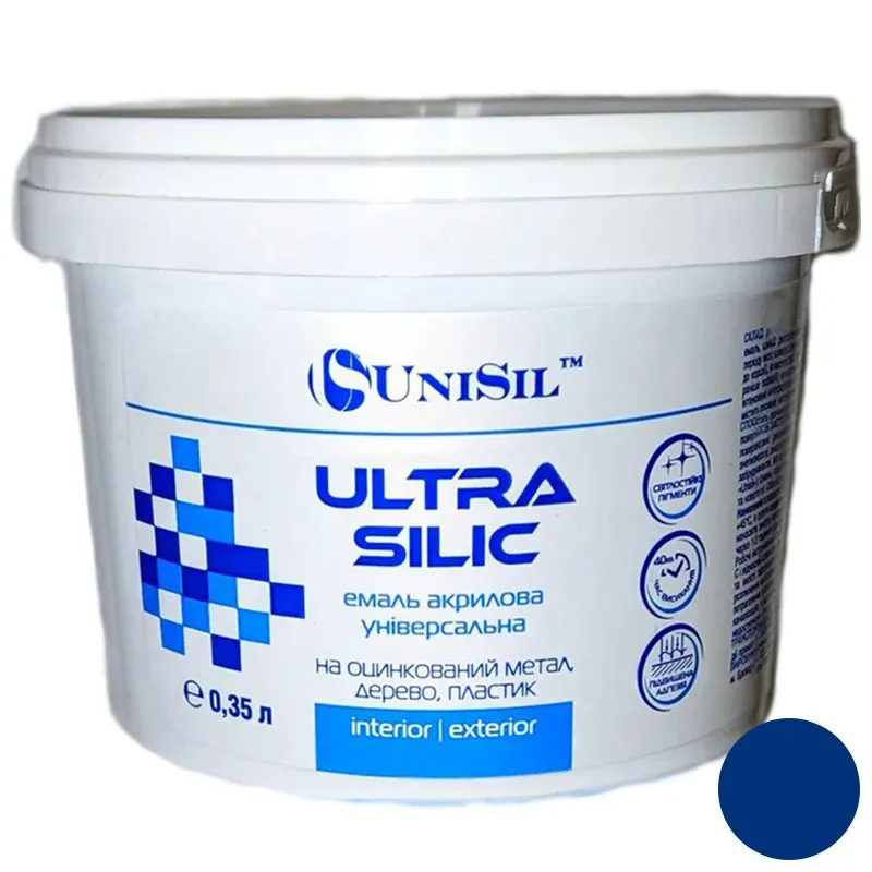 Эмаль акриловая UniSil Ultra Silic, 0,35 л, синий купить недорого в Украине, фото 1
