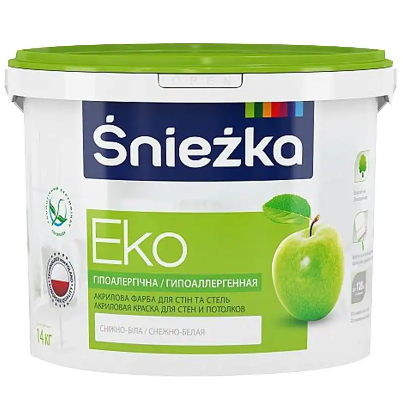 Краска акриловая гипоаллергенная Sniezka Эко, 14 кг купить недорого в Украине, фото 1