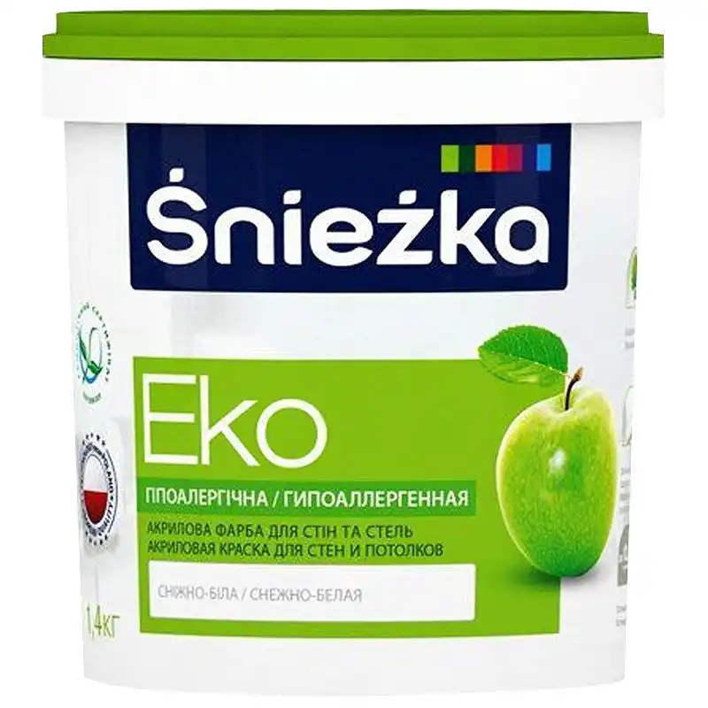 Краска акриловая гипоаллергенная Sniezka Эко, 1,4 кг купить недорого в Украине, фото 1