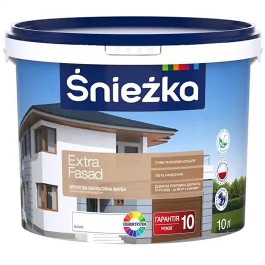 Фарба фасадна Sniezka Extra Fasad, 10 л купити недорого в Україні, фото 1