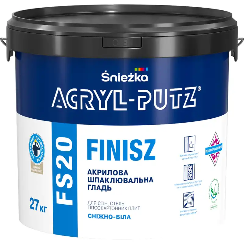 Шпаклівка Sniezka Acryl-Putz Finish, 27 кг, біла купити недорого в Україні, фото 1