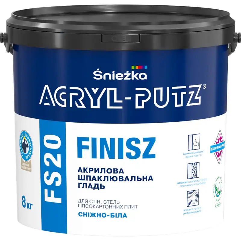 Шпаклівка Sniezka Acryl-Putz Finish, 8 кг, біла купити недорого в Україні, фото 1