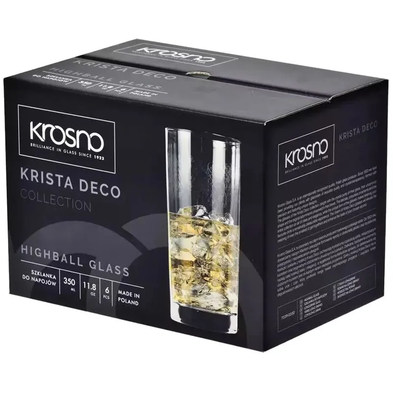 Набір склянок високих Krosno Krista Deco, 350 мл, 6 шт, 786087 купити недорого в Україні, фото 2