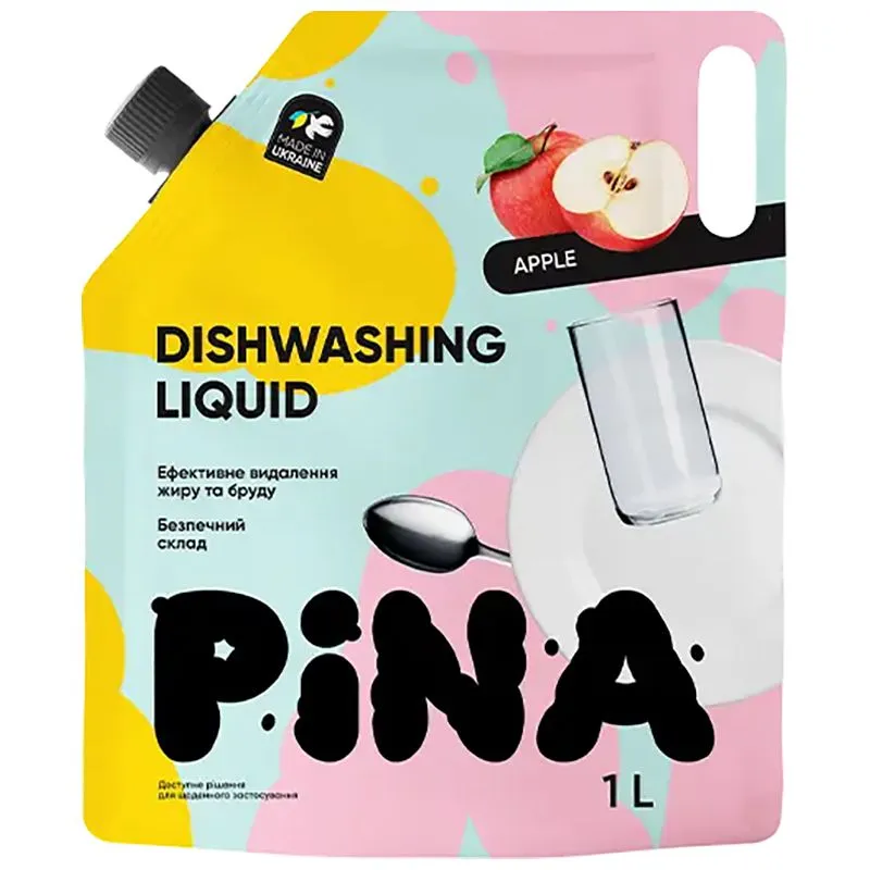 Засіб для миття посуду Pina Apple, 1 л, дой-пак, 20340 купити недорого в Україні, фото 1