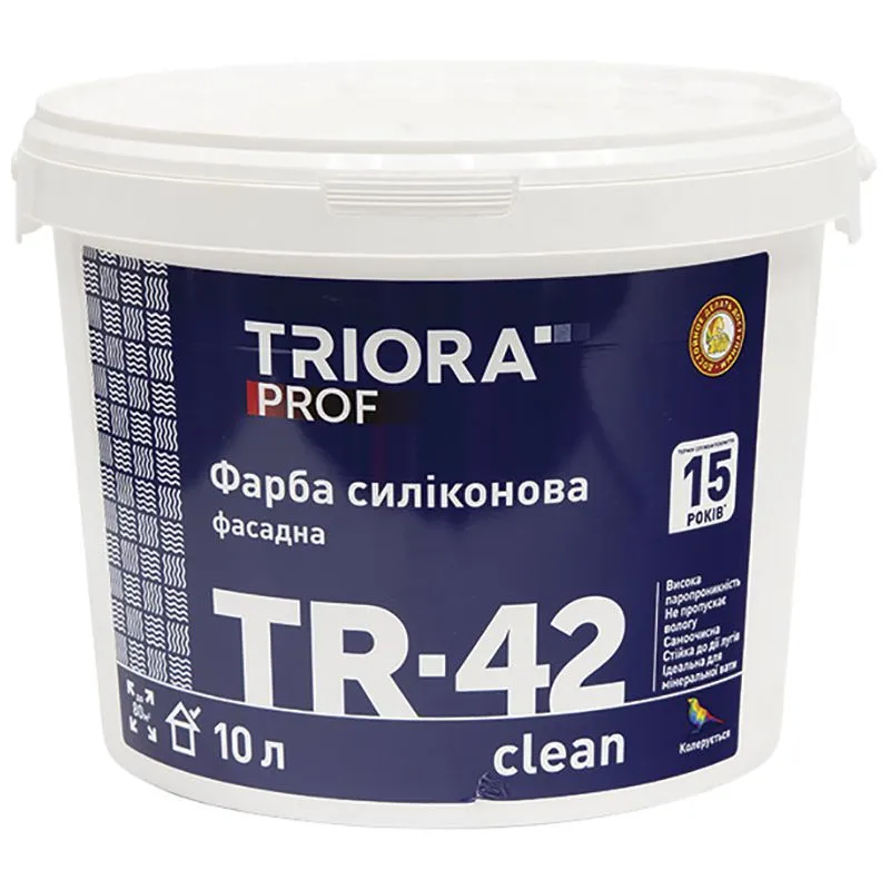 Краска силиконовая фасадная Triora TR-42 Clean, 10 л, белый купить недорого в Украине, фото 1