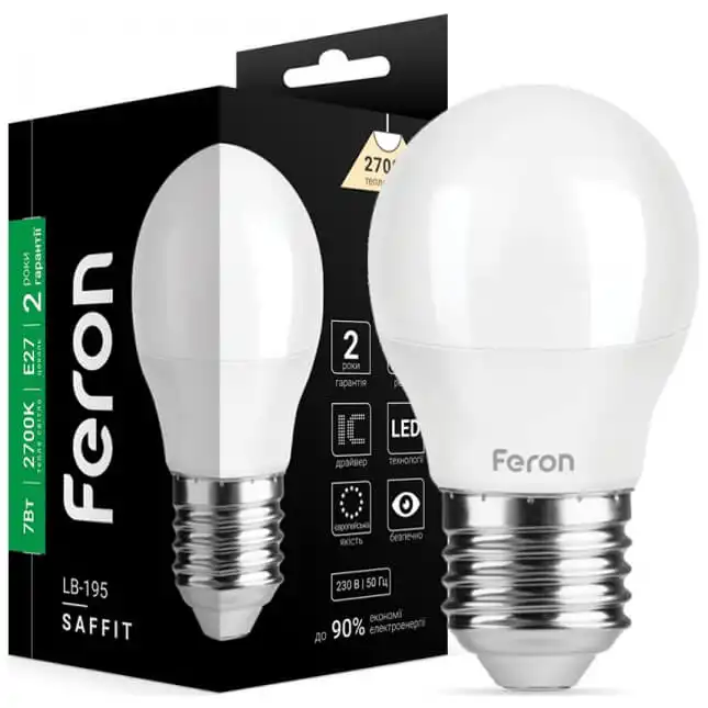 Лампа Feron LB-195 G45, 7W, E27, 2700K, 5556 купить недорого в Украине, фото 1