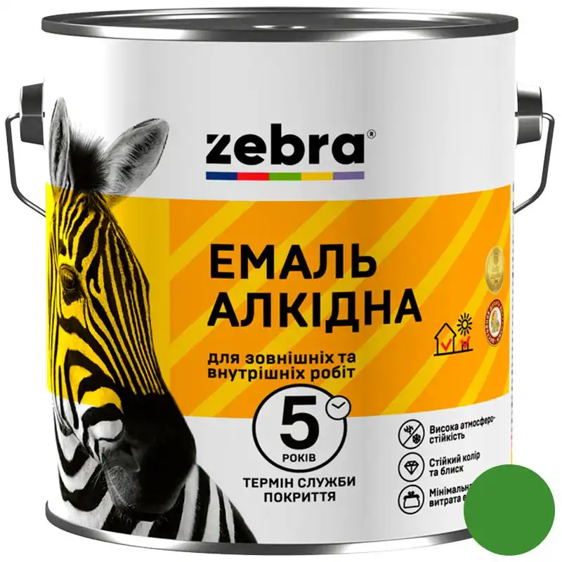 Емаль алкідна універсальна Zebra ПФ-116, 0,25 кг, світло-зелений купити недорого в Україні, фото 1