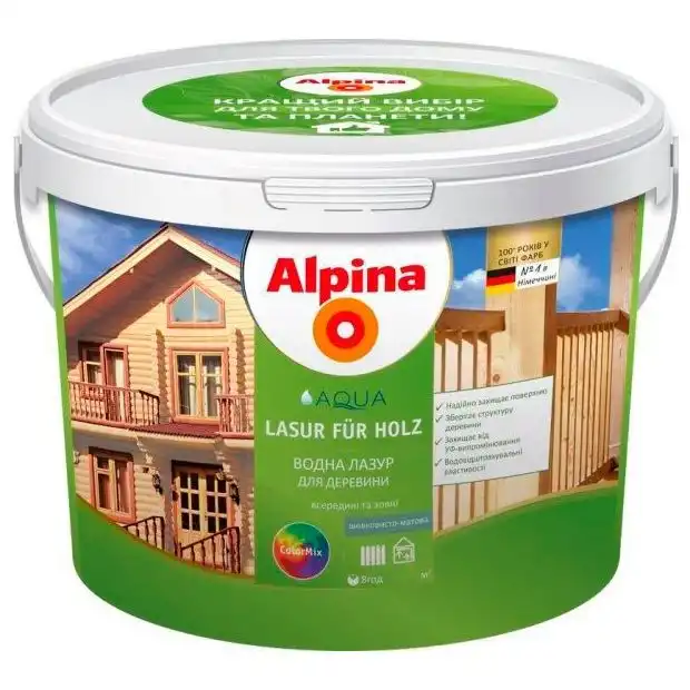 Лазур Alpina Aqua Lasur Fur Holz, 10 л купити недорого в Україні, фото 1