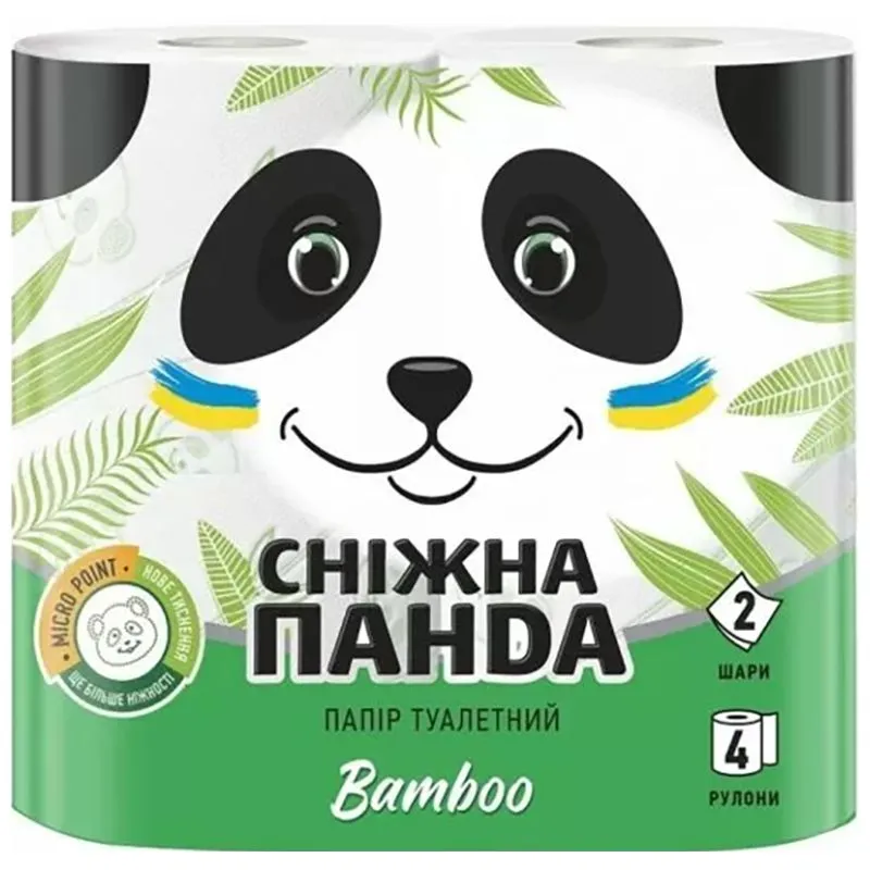 Туалетная бумага Снежная панда Бамбук, двухслойная, 4 шт, 60100248 купить недорого в Украине, фото 1