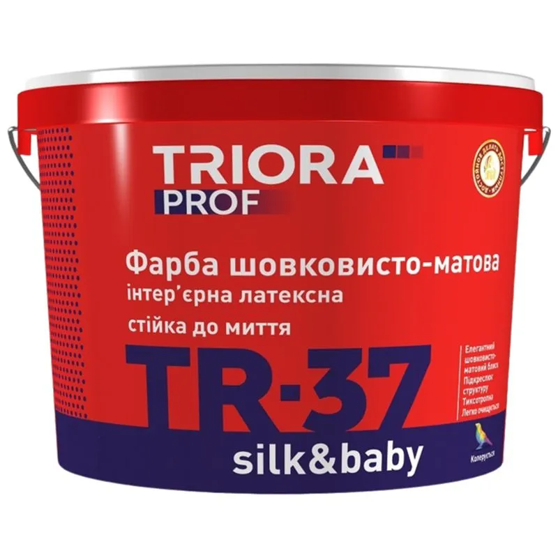 Фарба латексна Triora TR-37 Silk and baby, база TR, 10 л, прозорий, шовковисто-матовий купити недорого в Україні, фото 1