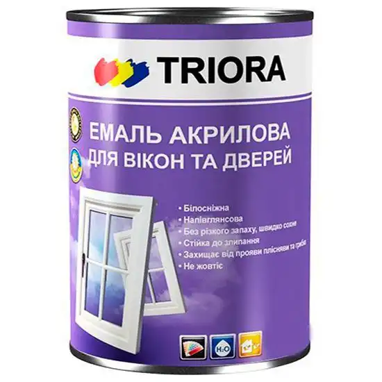 Эмаль акриловая для окон и дверей Triora, 1 л, глянцевый белый, фото 26755 Эмаль акриловая для окон и дверей Triora, 1 л, глянцевый белый купить недорого в Украине, фото 26755