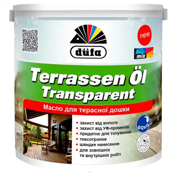 Масло для дерева Dufa Terrassen Ol Transparent, 0,75 л, 1201060096 купить недорого в Украине, фото 1
