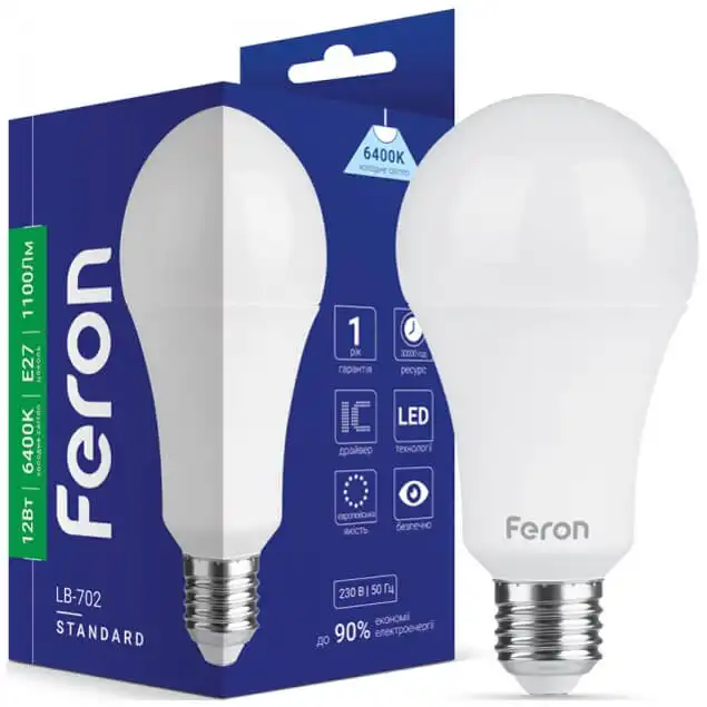 Лампа Feron LB-702 A60, 12W, E27, 6400K, 230V, 6283 купити недорого в Україні, фото 1