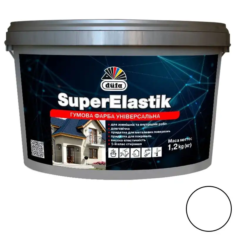 Фарба гумова Dufa SuperElastik, 1,2 кг, білий купити недорого в Україні, фото 1