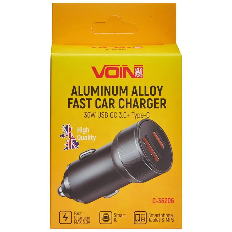 Зарядное устройство Voin C-36206, 30 Вт, 1хUSB 10 Вт, 1хPD 27 Вт, 12-24 В, фото 355057 Зарядное устройство Voin C-36206, 30 Вт, 1хUSB 10 Вт, 1хPD 27 Вт, 12-24 В купить недорого в Украине, фото 355057