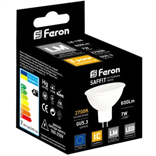 Лампа Feron LB-196 MR16, 7W, G5.3, 2700K 230V, 5561 купити недорого в Україні, фото 2