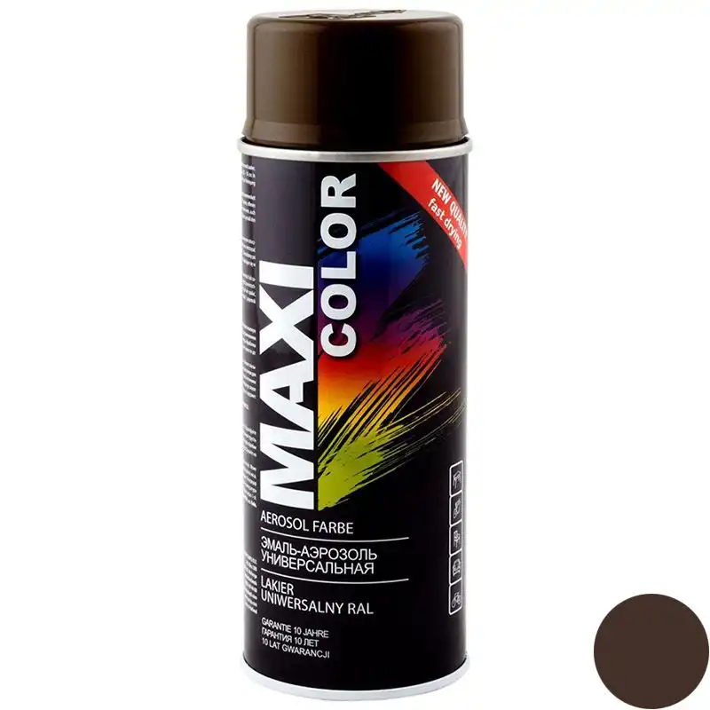 Емаль аерозольна універсальна Maxi Color RAL 8017, 400 мл, глянсова, шоколадно-коричневий купити недорого в Україні, фото 1
