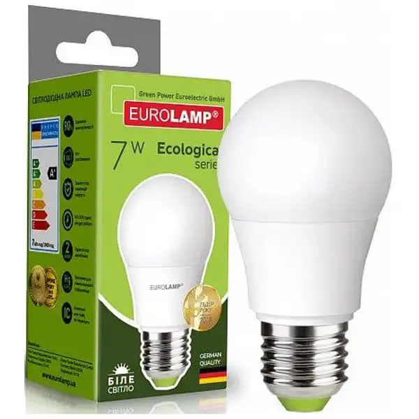 Лампа Eurolamp Есо А50, 7W, E27, 4000K, LED-A50-07274P купити недорого в Україні, фото 1