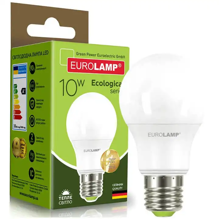 Лампа Eurolamp Есо А60, 10W, E27, 3000K, LED-A60-10273P купити недорого в Україні, фото 1