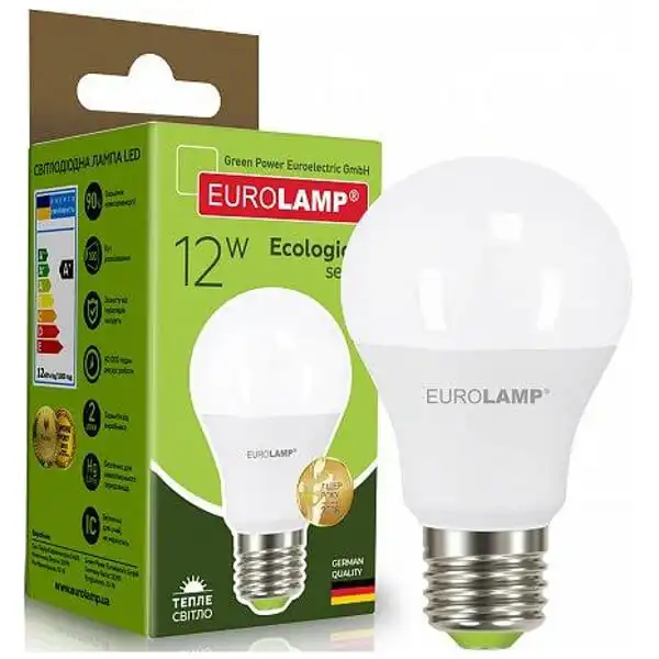 Лампа Eurolamp Есо А60, 12W, E27, 3000K, LED-A60-12273P купити недорого в Україні, фото 1