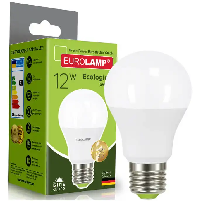 Лампа Eurolamp Есо А60, 12W, E27, 4000K, LED-A60-12274P купити недорого в Україні, фото 1