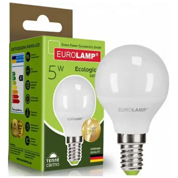 Лампа Eurolamp Есо G45, 5W, E14, 3000K, LED-G45-05143P купити недорого в Україні, фото 1