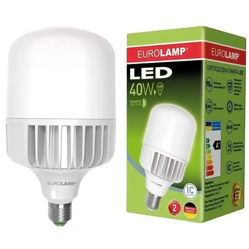 Лампа світлодіодна Eurolamp, 40W, E40, 6500K, LED-HP-40406 купити недорого в Україні, фото 1